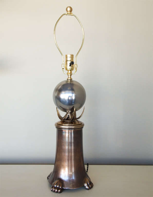 Mid-Century Brutalist Pair of Brass and Polished Nickel Table Lamps 3